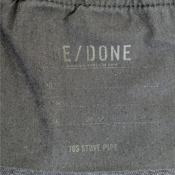 RE/DONE '70s Stovepipe 28 Black High Rise Raw Hem Vintage Revival Grunge Denim - Picture 3 of 12